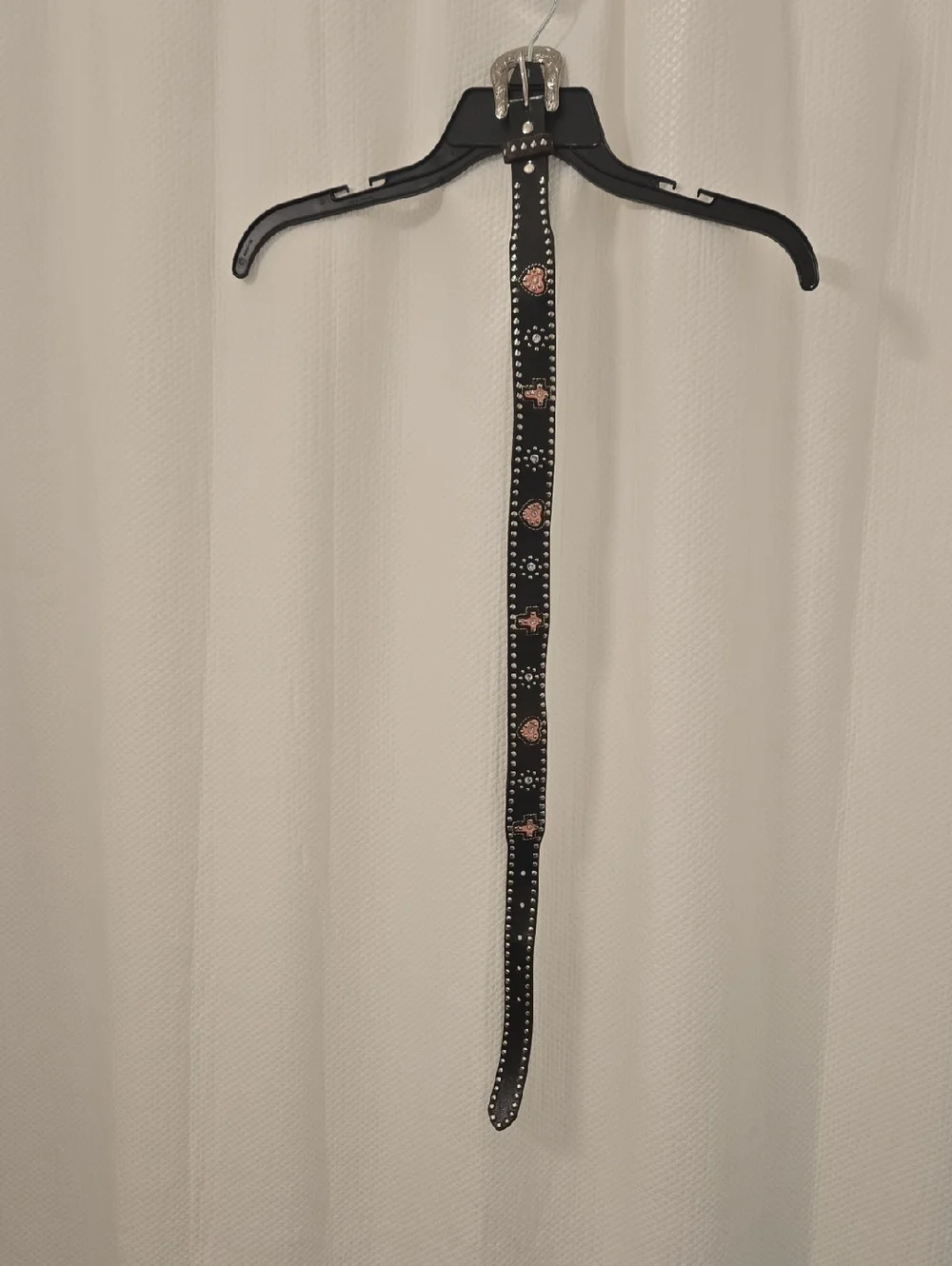 Vintage Girls Black Studded Heart & Cross Kids Belt
